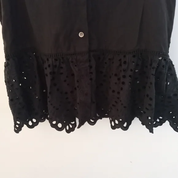 Madewell XS Black Eyelet Mix Top - Picture 6 of 11